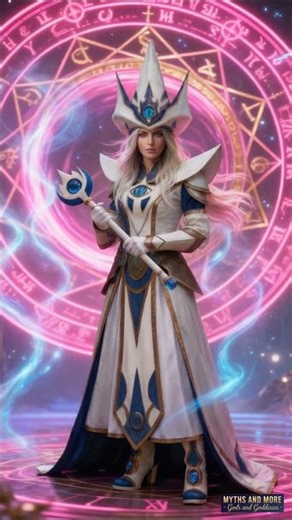 High Priestess of Light: Anime Style Mage with Magic Staff & Glowing Runes