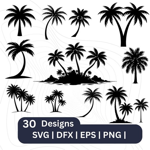 Palm Tree Svg Bundle, Palm Tree Svg, Palm Tree Clipart, Palm Tree Silhouette, Palm Tree Cut Files for Cricut, Beach Life Svg, Palm Tree Png - Etsy