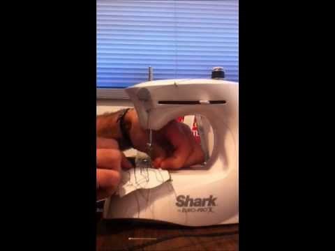How to thread and set tensioner on euro pro shark mini sewing machine