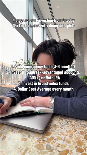 If I started investing today, this would be my strategy. 1. I’d build an emergency fund about three to six months of expenses. Put it in HYSA for 3.3% interests. 2. I’d invest through tax-advantaged accounts like a 401(k) or Roth IRA. 3. Choose broad index funds instead of trying to pick individual stocks. Academic finance research (e.g. Fama & French) shows diversified portfolios outperform most active strategies over long horizons. 4. Invest consistently every month. Dollar-cost averaging redu