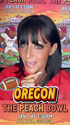 Wendilee Walpole Lassiter on Instagram: "Ducks > Bison. 🦆 Peach Bowl pick: Oregon over Indiana. Indiana wants a patience test—12-play drives, clock bleed, no mistakes. Oregon’s answer is to win early downs, hit explosives, and force Indiana to chase points. #CFP #PeachBowl #OregonFootball #IndianaFootball #CollegeFootball"