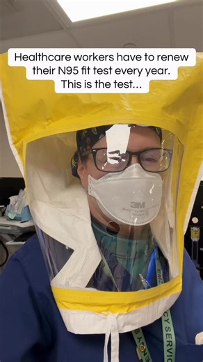 Jenn on Instagram: "Behind the scenes of a respirator fit test for healthcare workers. We also have these in the med tents at festivals and events like Burning Man. We check the seal, look for leaks, and make sure the mask protects the way it should. N95s are used for airborne precautions, close contact with patients who may have airborne illnesses, aerosol-generating procedures, specimen collection, environmental cleaning in isolation rooms, and situations with a high risk of splashes. They’re 