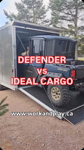This is what the right trailer looks like. Customer loading his Can-Am Defender into his new Ideal Cargo 20’ enclosed trailer that’s built to handle real equipment. • 91” Interior Height • 4,500 lbs Rated Ramp Door • Evocore Insulated Walls & Roof • Tandem 5,200 lbs Dexter Axles • Ultra-Resistant, Non-Slip Floor Trailers that work as hard as you do! | WORK & PLAY