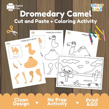 Dromedary Camel Cut and Paste Craft | Camel Coloring Page Desert Animal Activity