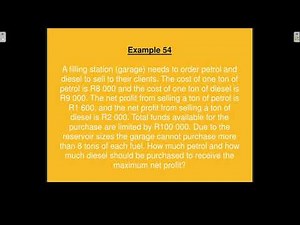 STAV101 Lecture 18A Formulating a linear programming problem Example 54