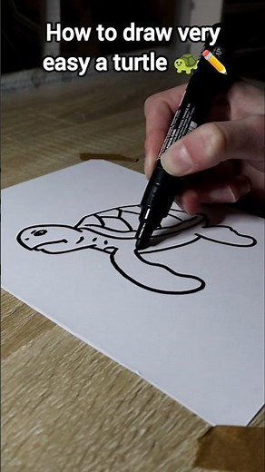 How to draw very easy a turtle🐢✏️ #drawing #shorts
