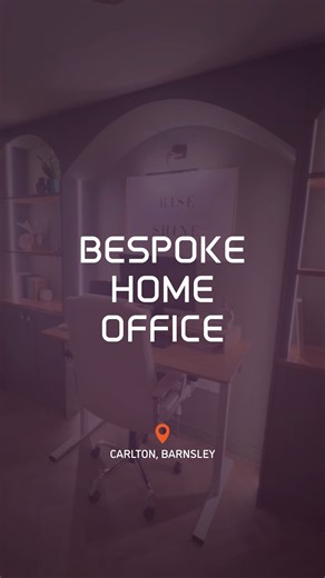 Bespoke home office, designed and built from scratch. A full transformation featuring custom fitted cabinetry, oak worktops and shelving, integrated bench seating with hidden storage, and feature panelling throughout. Finished with new oak flooring, upgraded lighting, ceiling speakers, and refined details that bring the whole space together, including the curved top feature chosen by the client. A smart, functional workspace with a high end finish. | Altera Design & Build