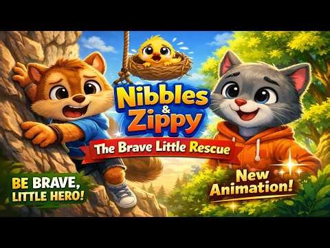 Nibbles & Zippy: The Brave Little Rescue 🐿️🐱 | Kids Animated Story | Be Brave!