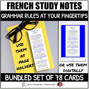 French Grammar Notes and Rules - Study Guides Bundle