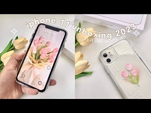 iphone 11 in 2023🌷 unboxing aesthetic + set-up + camera + accessories // white