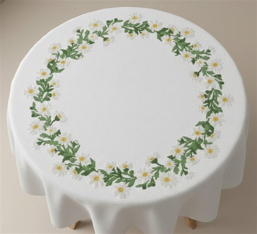 Tablecloth With Daisies - Cross Stitch Pattern – Floral DIY Embroidery (PDF, Pattern Keeper Compatible) - Etsy