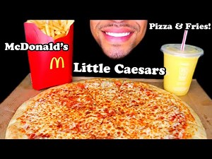 ASMR LITTLE CAESARS PIZZA MUKBANG | EATING MCDONALD'S FRIES SMOOTHIE JERRY *BIG BITES*