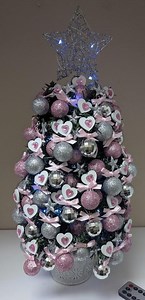 Christmas Tree Decorated - Table Top Fully Decorated Tree- With Silver-pink and White Theme - White Multi Function Led Lights With Remote - Etsy