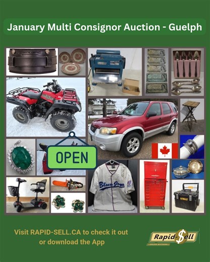 Auctions Ontario | Auction Ontario | Online Auctions Ontario | 🔔 NOW OPEN 🔔 January Multi Consignor Auction - Guelph 📍 5665 Watson Road North, Guelph, ON N1H 6J2 💻 Click the link in our bio or visit... | Instagram