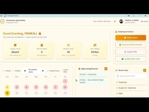 Complete Employee portal with FMS Dashboard