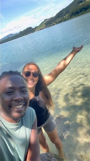 A crystal clear lake in Austria ➡️ Mondsee #austria #travelcouple #österreich #mixedcouple #travel