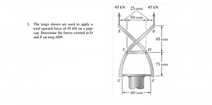 The tongs shown are used to apply a total upward force of 45 kN... | Filo