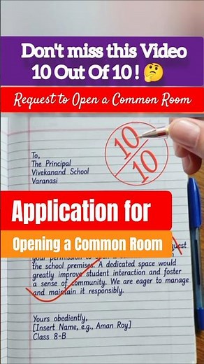 Application for Opening a Common Room | Request to Open a Common Room | Application Writing