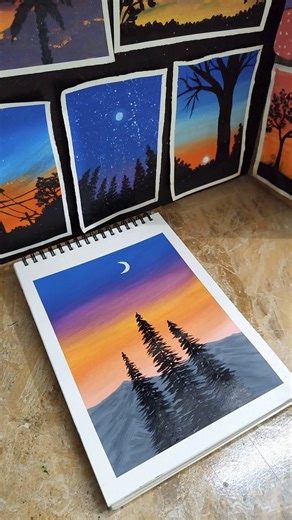 easy landscape painting🎨 🖌️#paintings #art #landscapepainting #acrylicpainting #ytshorts #shorts