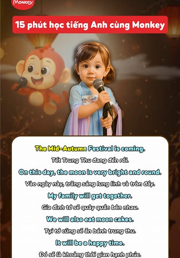 Bé học tiếng Anh về Tết Trung Thu cùng Monkey