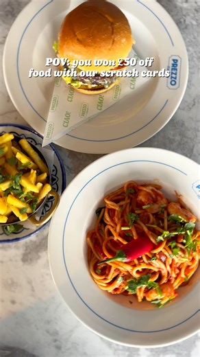 8.4K views · 12 reactions | We're giving away one million pounds worth of prizes and you can still get your hands on one of our scratch cards when you dine at Prezzo Italian. Be quick before they run out!  #pasta #italian #prezzoitalian | Prezzo | Facebook