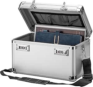 Large Lock Box - Security Combination Lock Box, Locking Storage Case for Personal Items and Medicine, Childproof Lockable Lockbox for Home/Office/School, 13.4x8.2x7.6 Inch, Silver