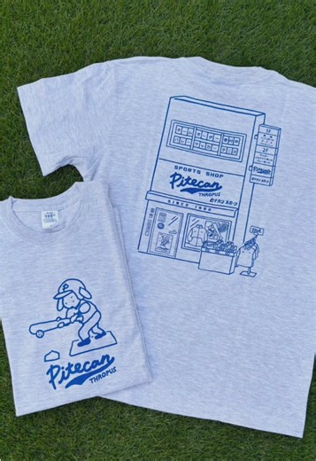 犬イラストの送りバントTシャツ