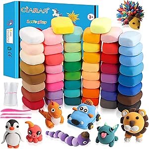 Air Dry Clay Kit for Kids – 50 Colors 15g Each, Non-Toxic Modeling Clay Set | with 3 Sculpting Tools, DIY Arts & Crafts Supplies, Ideal Gift for Birthday, Christmas, Halloween (Ages 3+)