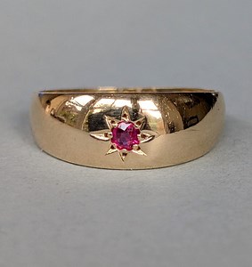 Antique 18ct Gold Ruby Gypsy Ring Chester 1917 - Etsy UK