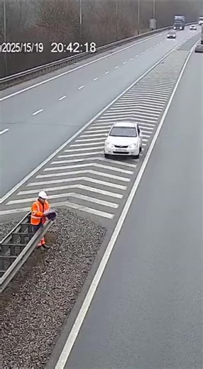 Jane Hodges on Instagram: "Dashcam footage captures a dangerous road incident. On a multi-lane highway, a white sedan makes a risky maneuver, blocking traffic. A suddenly appearing truck is forced to brake sharply and loses control. Watch as the multi-ton truck dangerously swerves, begins to slide, and goes into a skid, threatening everyone in its path. In the final seconds, a road worker standing by the shoulder manages to jump away, narrowly avoiding a collision. The truck demolishes the car, 