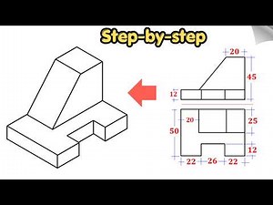 Orthographic to Isometric Drawing Tutorial | Two Views to 3D Step by Step