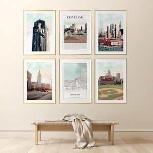 Cleveland City Prints Set of 6, Cleveland Poster Photos, Cleveland Map, Cleveland Wall Art, Cleveland Photography, Ohio, United States - Etsy