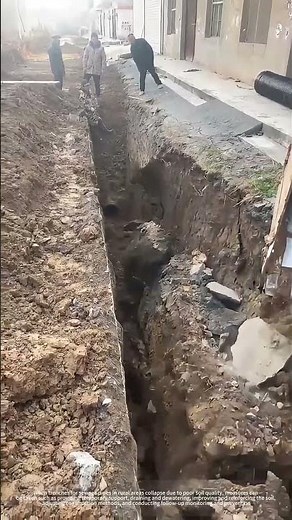 Rural Sewage Pipes Laying Trench Collapse !