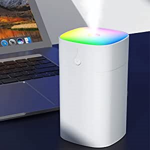 Colorful Cool Mini Humidifier USB Desktop Humidifier for Car, Office Room, Bedroom (White)