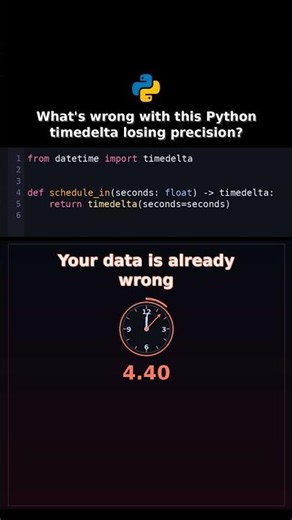 Whats wrong with this Python timedelta losing precision? #pythonbackend
