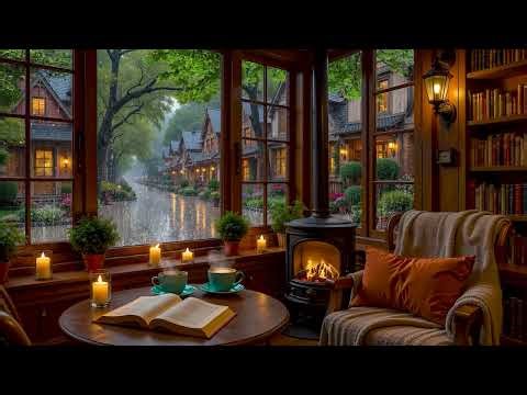 Gentle Jazz Relaxing Music ☕🌧 Cozy Rainy Café Ambience with Rain Sounds for Work & Stress Relief