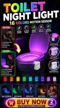 Motion Sensor Toilet Light | 16 Color LED Bathroom Night Light
