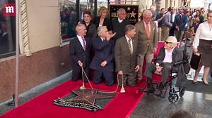 Michael Douglas receives star with his father Kirk by his side