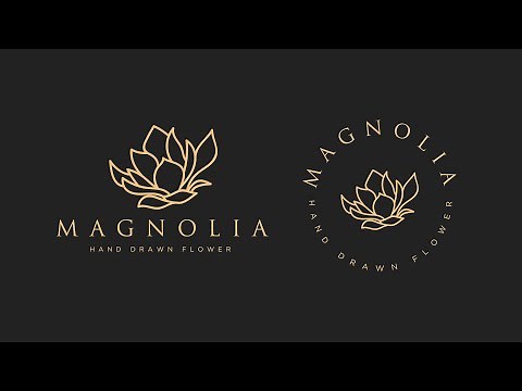 Magnolia Flower Hand Drawn Botanical Logo | Adobe Illustrator Tutorial