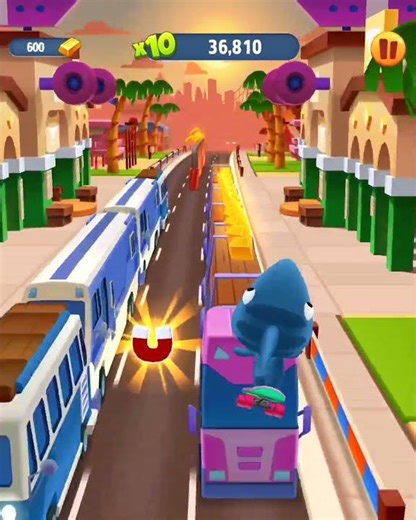 Talking Tom Gold Run Shark Hank Skating The Skateboard Funny Race Android Gameplay #Shorts