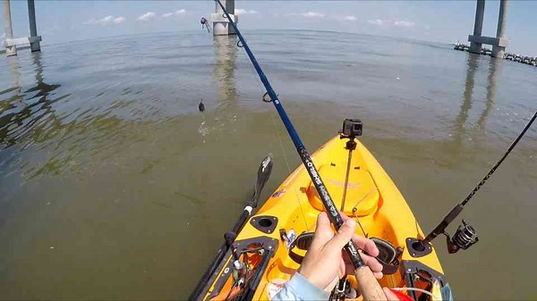 Deep water kayak fishing and landing a powerful catch