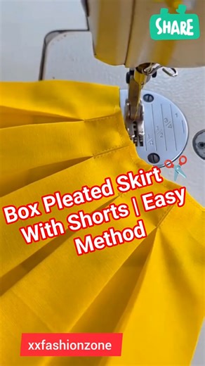 Box Pleated Skirt With Shorts ✂️ | Easy Crack Skirt Sewing Tutorial🔥ST 487 #shorts
