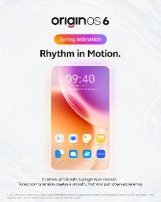 Spring animation- Rhythm in Motion. Controls unfold with a progressive cascade with the Origin OS 6