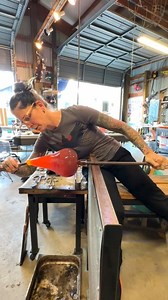 Did you know you can cut glass with scissors??!! 😮It’s true! And FUN! This vase features one of the newest colors (orange opal) formulated by @OceansideCompatible What do you think?? Oh, and even better, it features one of my old favorites - glitter teal!! (aka pond adventurine ☺️) This vase was also featured in the latest newsletter from Oceanside compatible. Have you signed up for their newsletter yet? Visit www.oceansidecompatible.com to sign up! Hot shirt by @saltyraven 😉 #hotglass #colorb