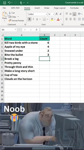 How to count words in a cell in excel 😱 #excel #office #spreadsheet