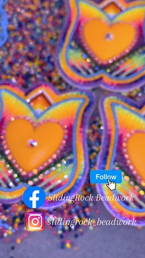 Neon Floral Set for TinyTot from start to finish that orange and lavender really compliment each other. #slidingrockbeadwork #nativebeadwork #navajobeadwork #powwowbeadwork #powwowdancer #beadwork #powwowregalia #nativeamerican #native #indigenous #indigenousbeadwork #nativeowned | SlidingRock Beadwork