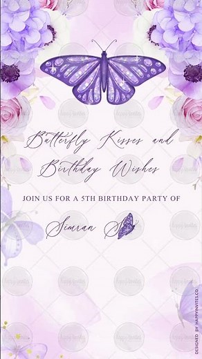 Butterfly Theme Birthday Invitation Video for Whatsapp | +91 887979 4909