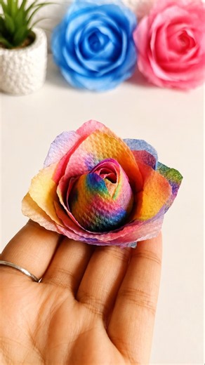 Flower making with Tissue paper | Diy Flower ✨ #diy #flowers #viralvideo #shorts #papercraft