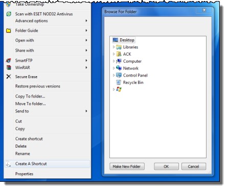 Create A Shortcut Tool lets you create shortcuts anywhere on your computer easily