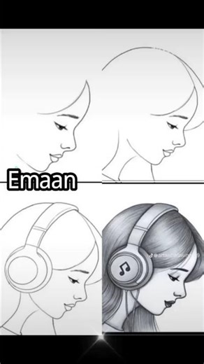 How to draw a girl with headphones 🎧 #Drawingtutorial #sketching#short